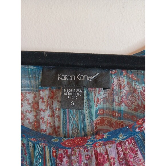 Karen Kane Blouse Size S Floral Patchwork Print Flowy Boho Lightweight Top - Picture 4 of 10